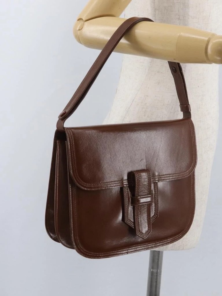 Saint Laurent Shoulder Bag Leather Brown Auth